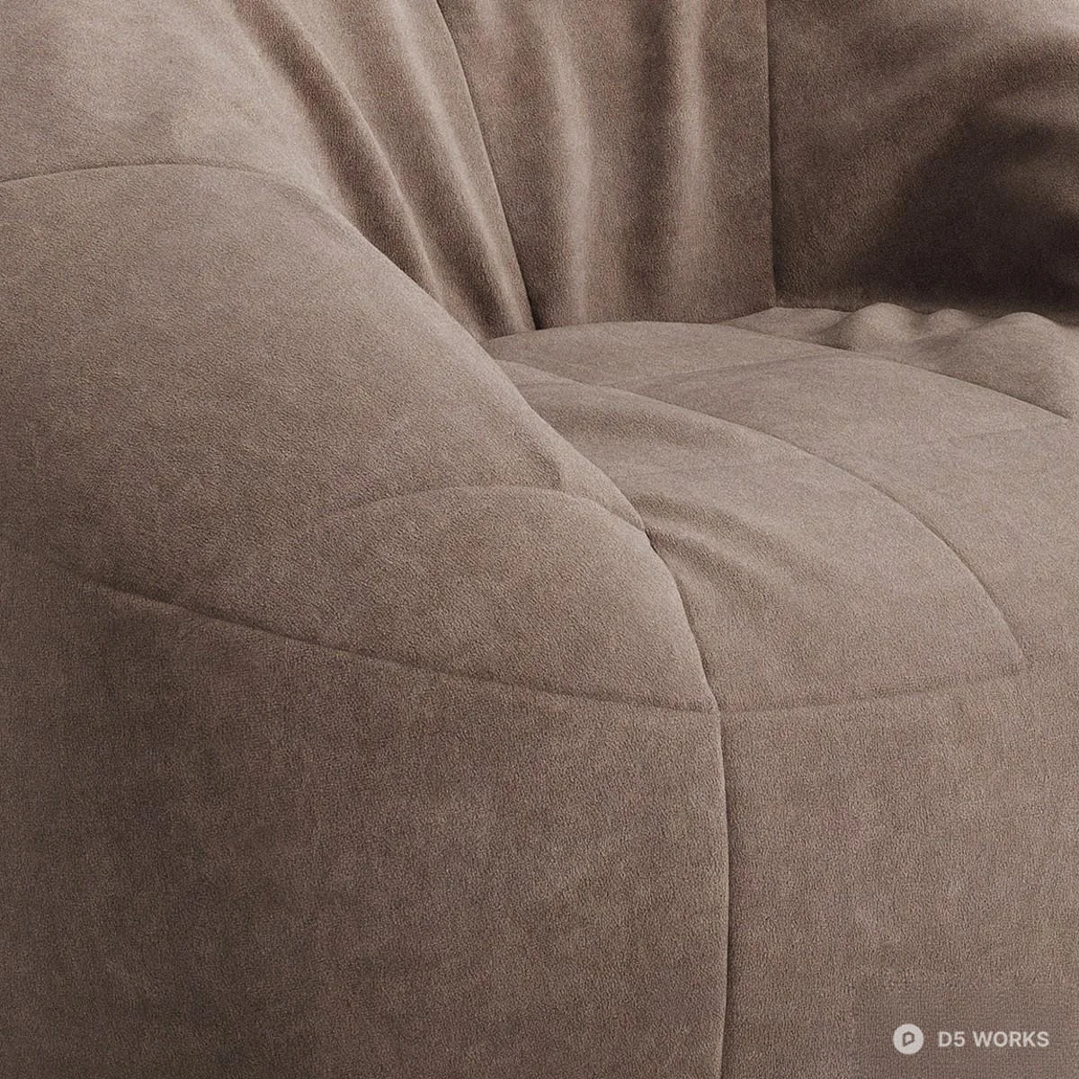 Velvet Upholstered Bean Bag Sofa 3d model thumbnail 3