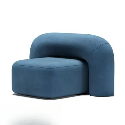 Minimalist Blue Single Sofa 3d model