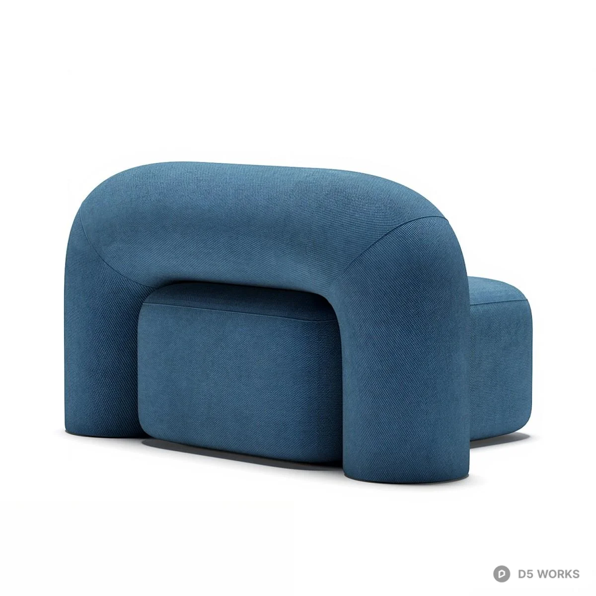 Minimalist Blue Single Sofa 3d model thumbnail 3