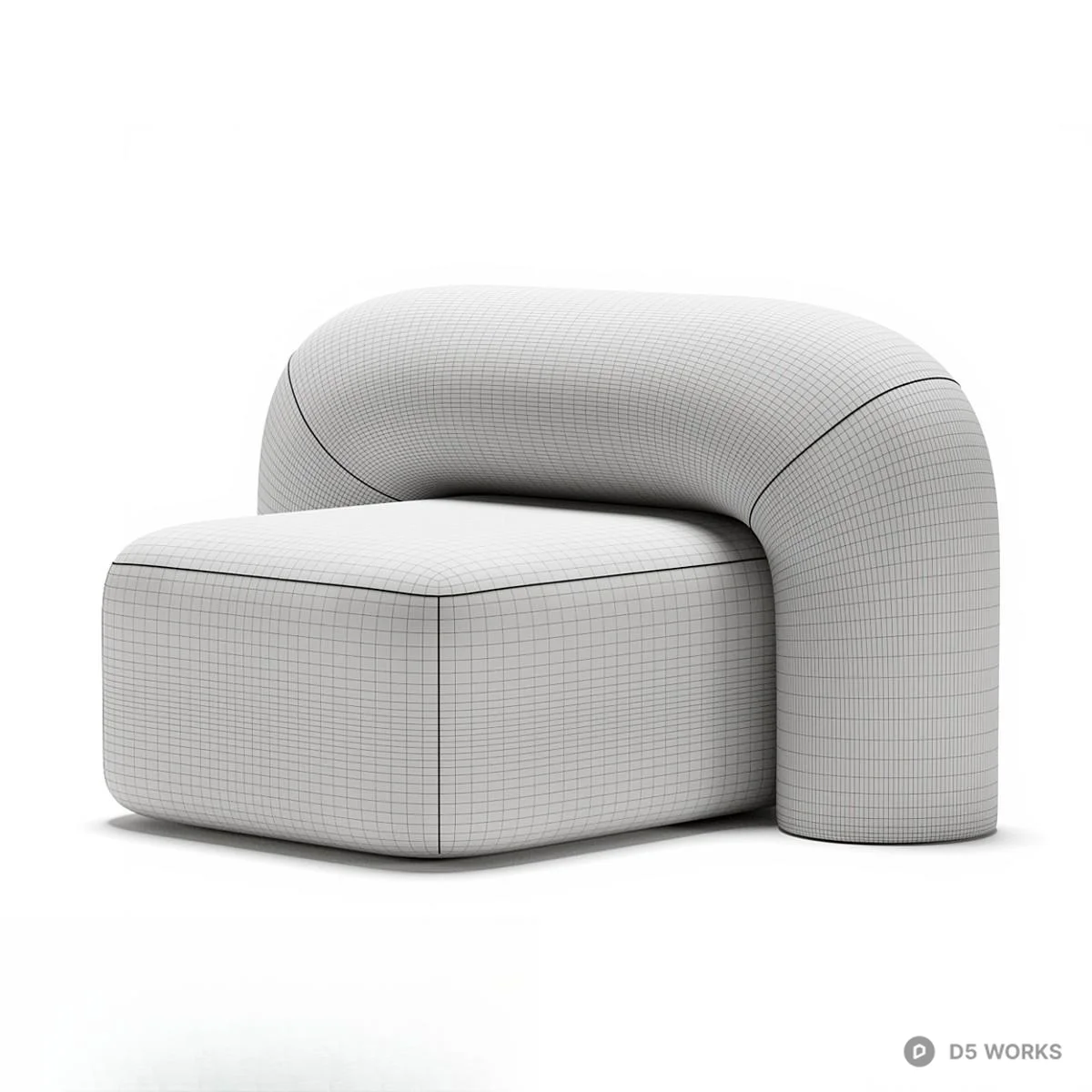 Minimalist Blue Single Sofa 3d model thumbnail 4