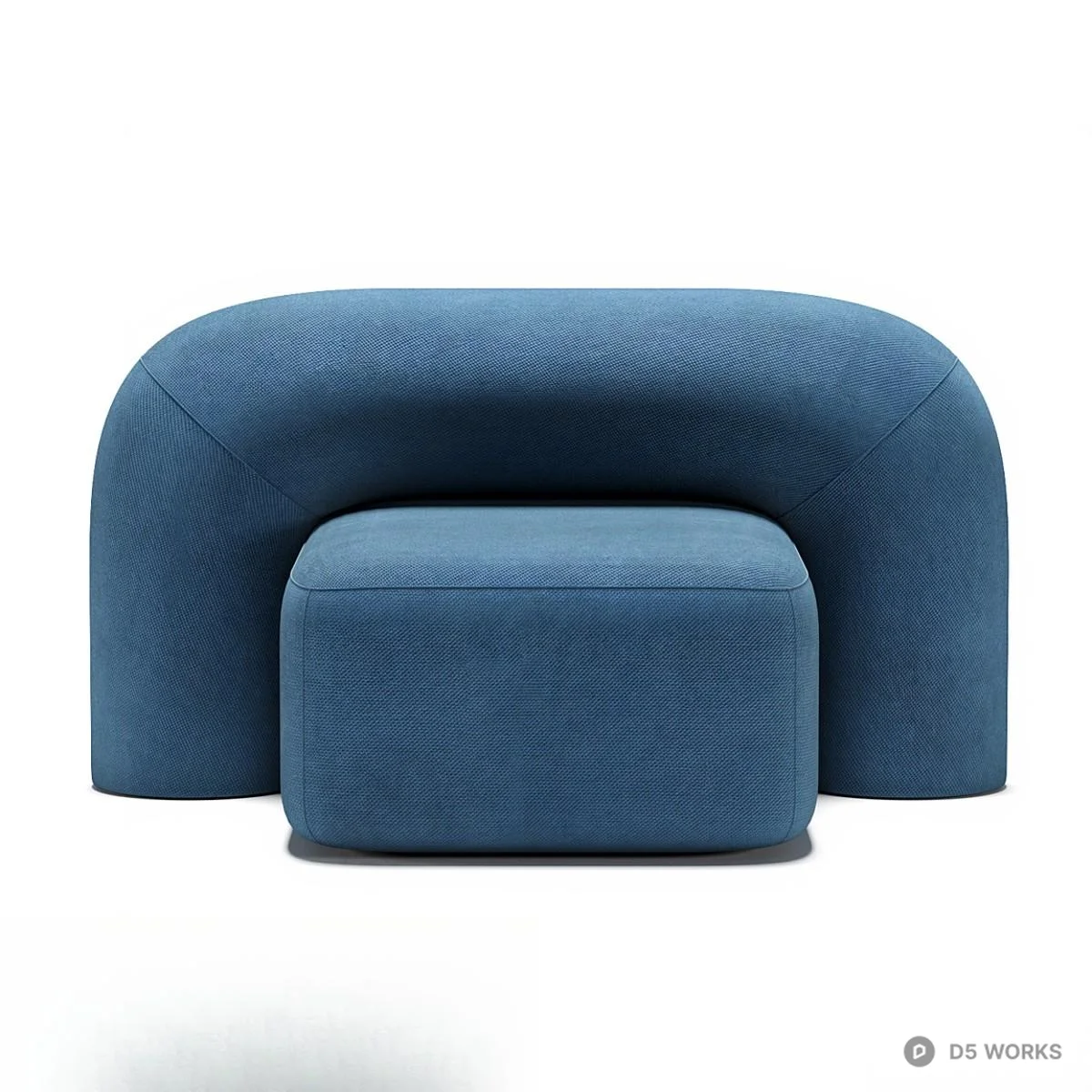 Minimalist Blue Single Sofa 3d model thumbnail 2