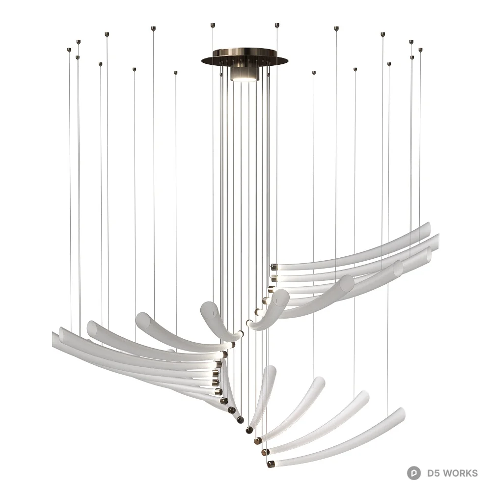 Sculptural Linear Suspension Light 3d model - Image 1