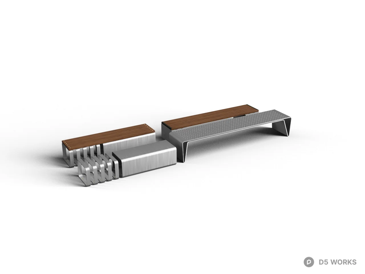Modern Landscape Bench 3d model - Image 1