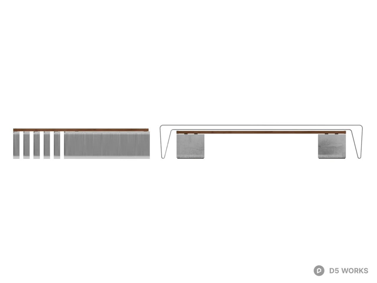 Modern Landscape Bench 3d model thumbnail 2