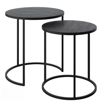 Minimalist Black Metal Side Tables Set 3d model