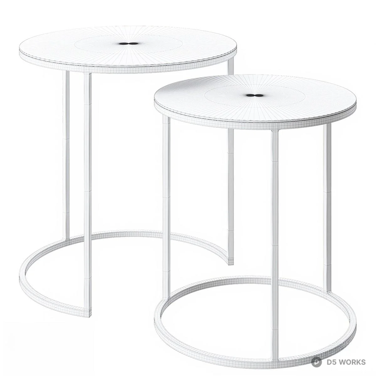 Minimalist Black Metal Side Tables Set 3d model thumbnail 2