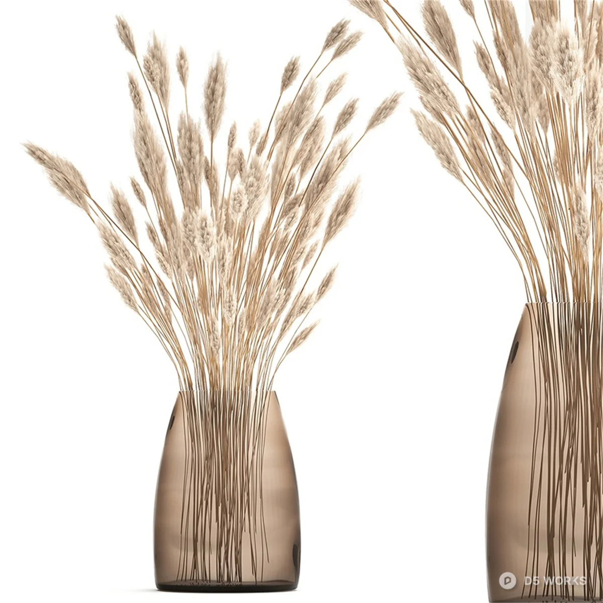 Minimalist Glass Vase With Dried Grass 3d model - Image 1