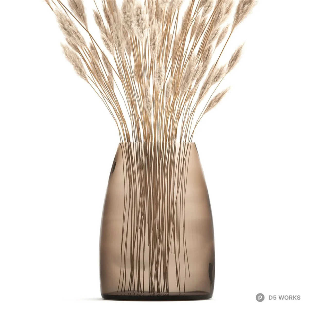 Minimalist Glass Vase With Dried Grass 3d model thumbnail 3