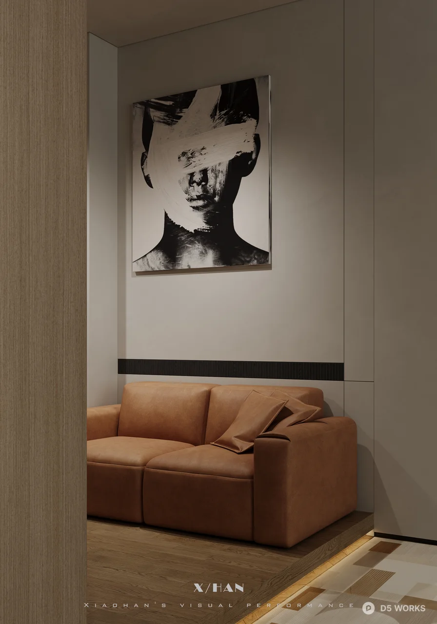 Modern Home Theater With Starry Ceiling And Fireplace 3d model thumbnail 9