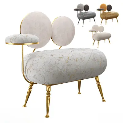 Marble Pattern Double Sofa With Gold Legs 3d model