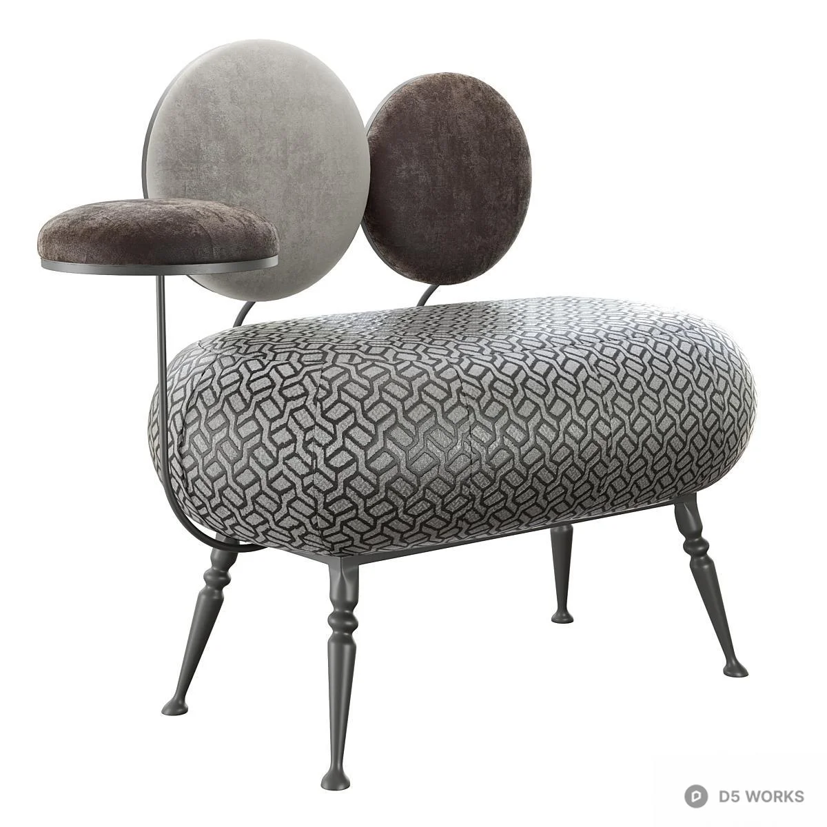 Marble Pattern Double Sofa With Gold Legs 3d model thumbnail 3