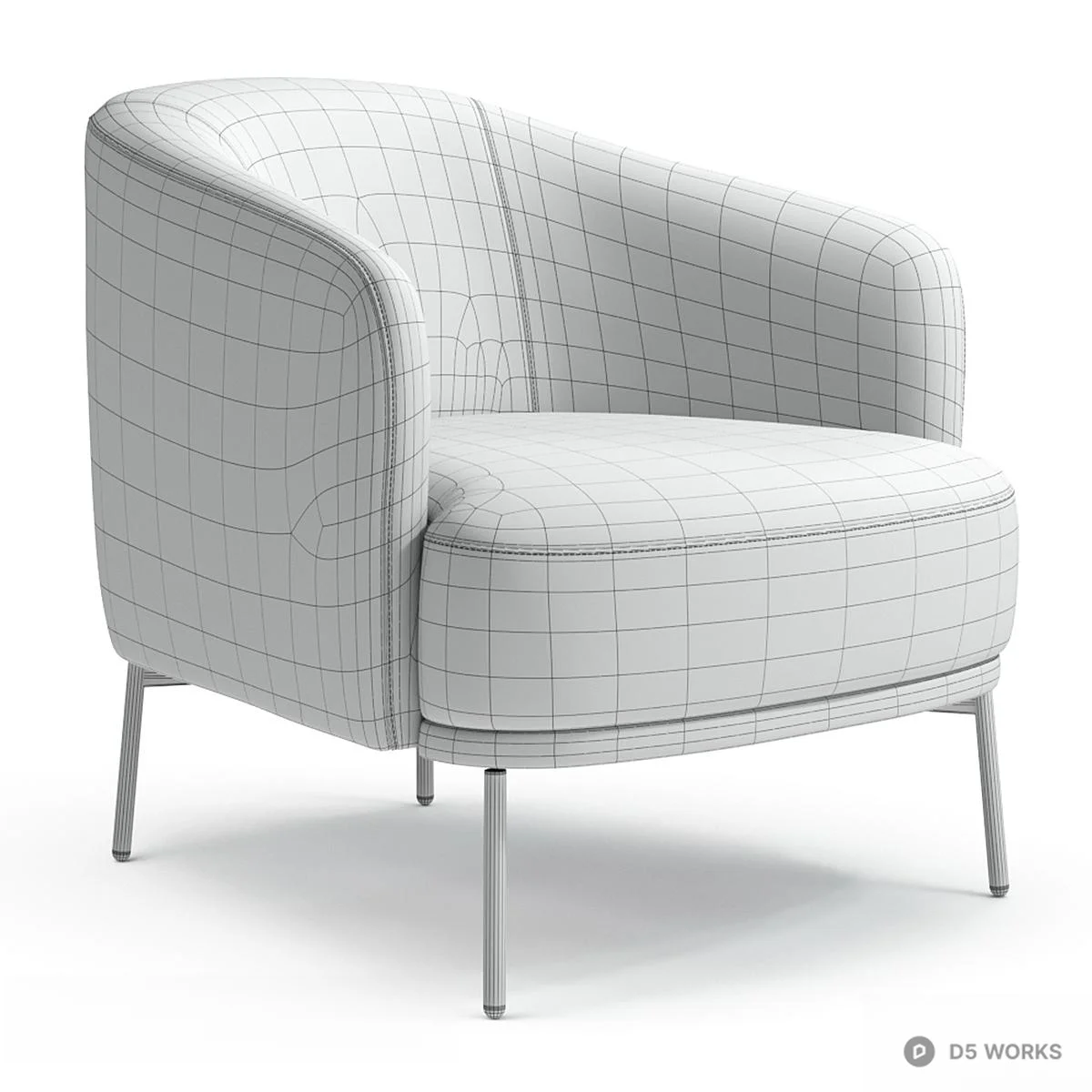 Minimalist Fabric Upholstered Armchair 3d model thumbnail 4
