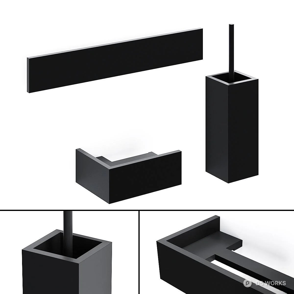 Minimalist Black Toilet Brush Holder 3d model - Image 1