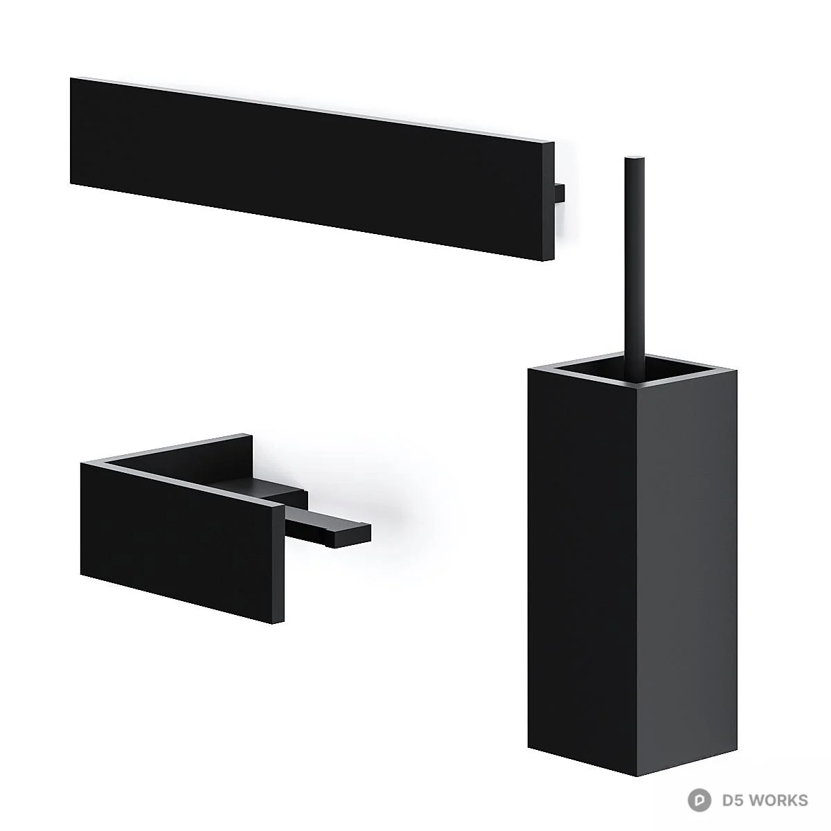 Minimalist Black Toilet Brush Holder 3d model thumbnail 2