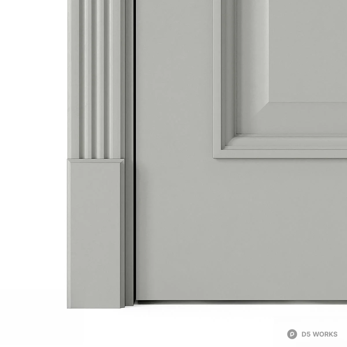 Classic Gray Single Door With Gold Handle 3d model thumbnail 3