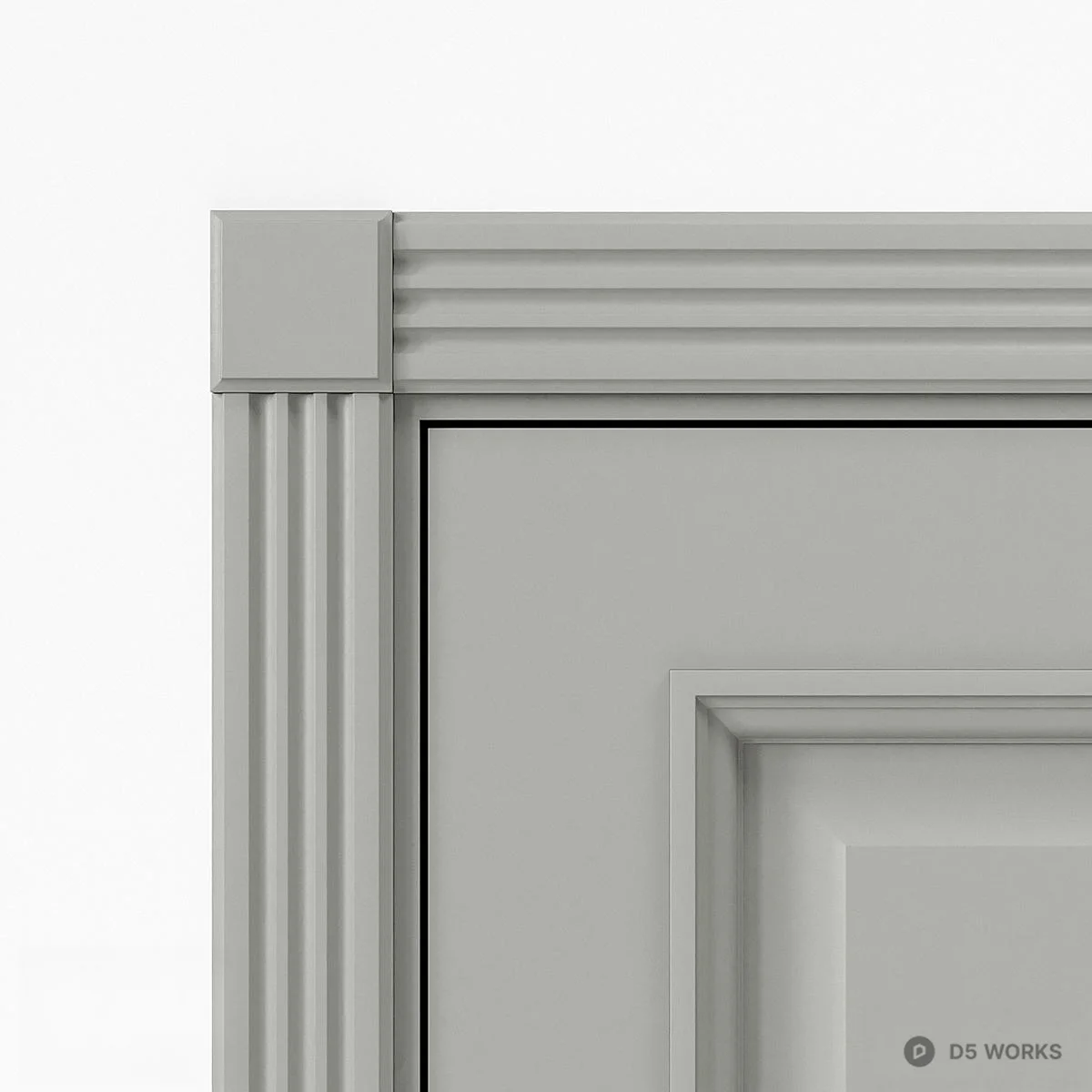 Classic Gray Single Door With Gold Handle 3d model thumbnail 2