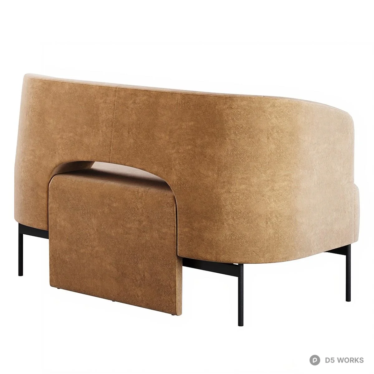 Minimalist Upholstered Two-Seater Sofa 3d model thumbnail 2