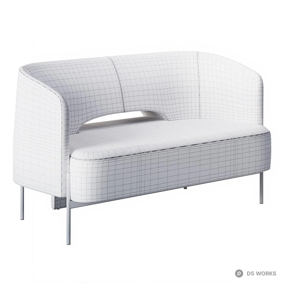 Minimalist Upholstered Two-Seater Sofa 3d model thumbnail 3