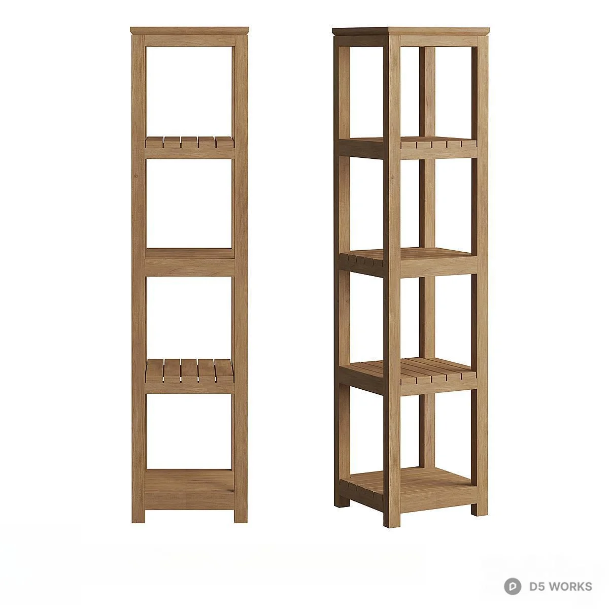 Minimalist Wooden Shelving Unit 3d model - Image 1