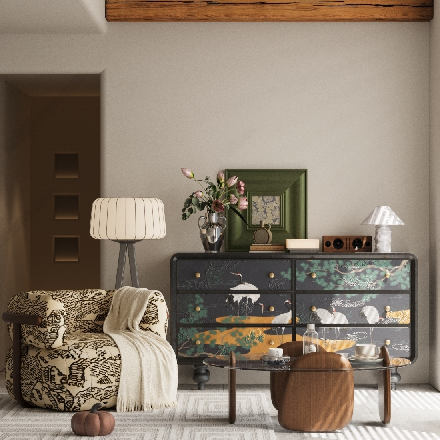 French Vintage Sofa & Side Table Set 