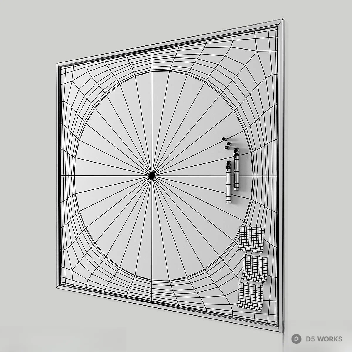 Circular Whiteboard with Marker and Sticky Notes 3d model thumbnail 4