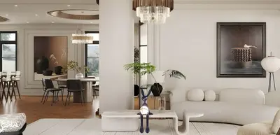 Modern Minimalist Living Dining Space 3d model