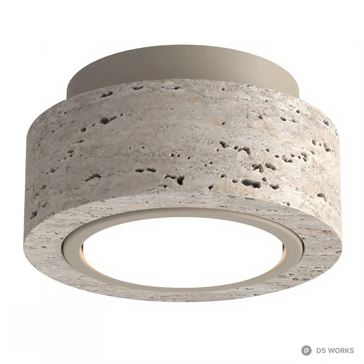Travertine Texture Flush Mount Light 3d model - Image 1