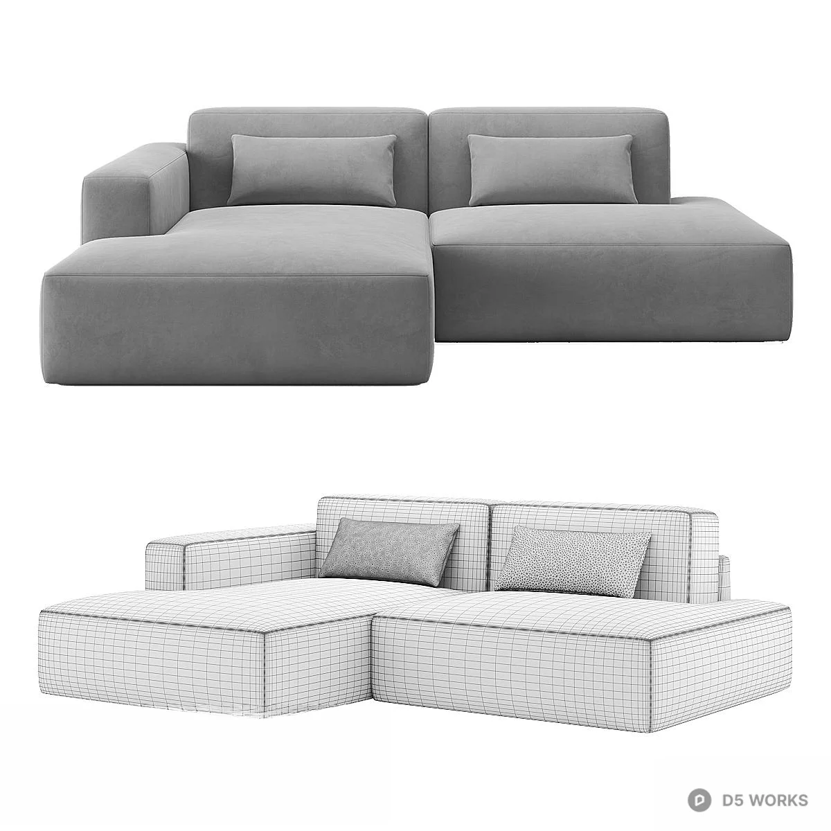 Modern Gray Modular Sofa Set 3d model thumbnail 2