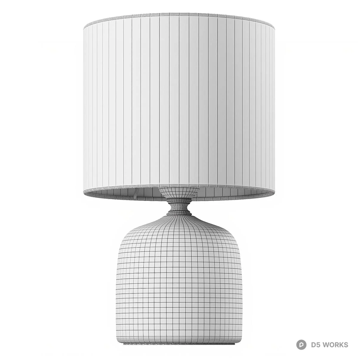 Marble Base Fabric Shade Table Lamp 3d model thumbnail 3