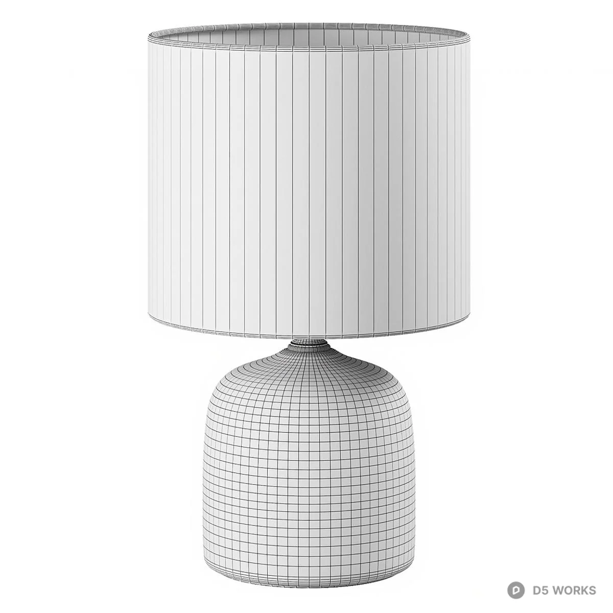Marble Base Fabric Shade Table Lamp 3d model thumbnail 2