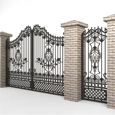 Ornate Wrought Iron Garden Gate 3d model