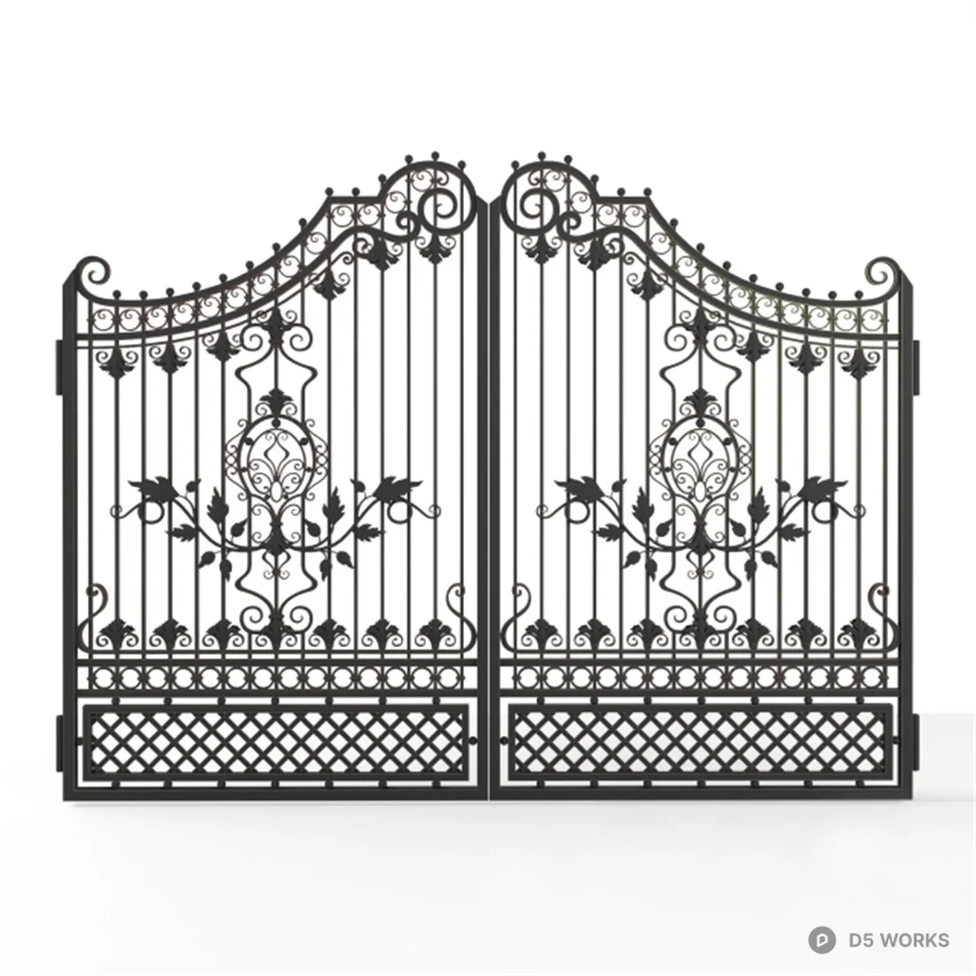 Ornate Wrought Iron Garden Gate 3d model thumbnail 2