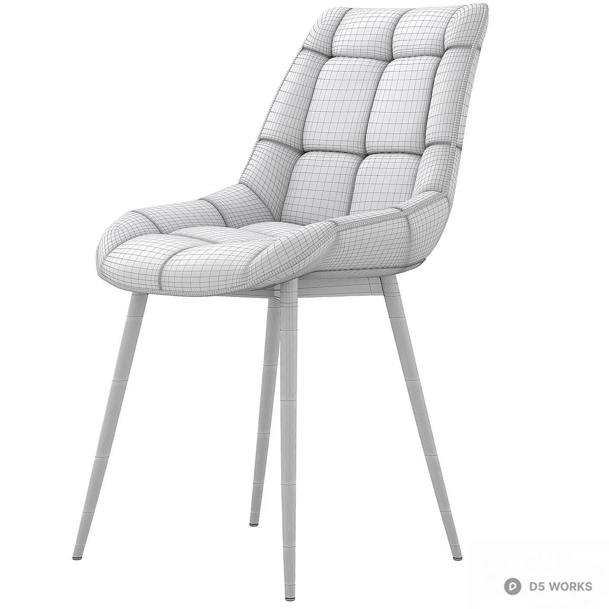 Quilted Upholstered Leisure Chair 3d model thumbnail 2