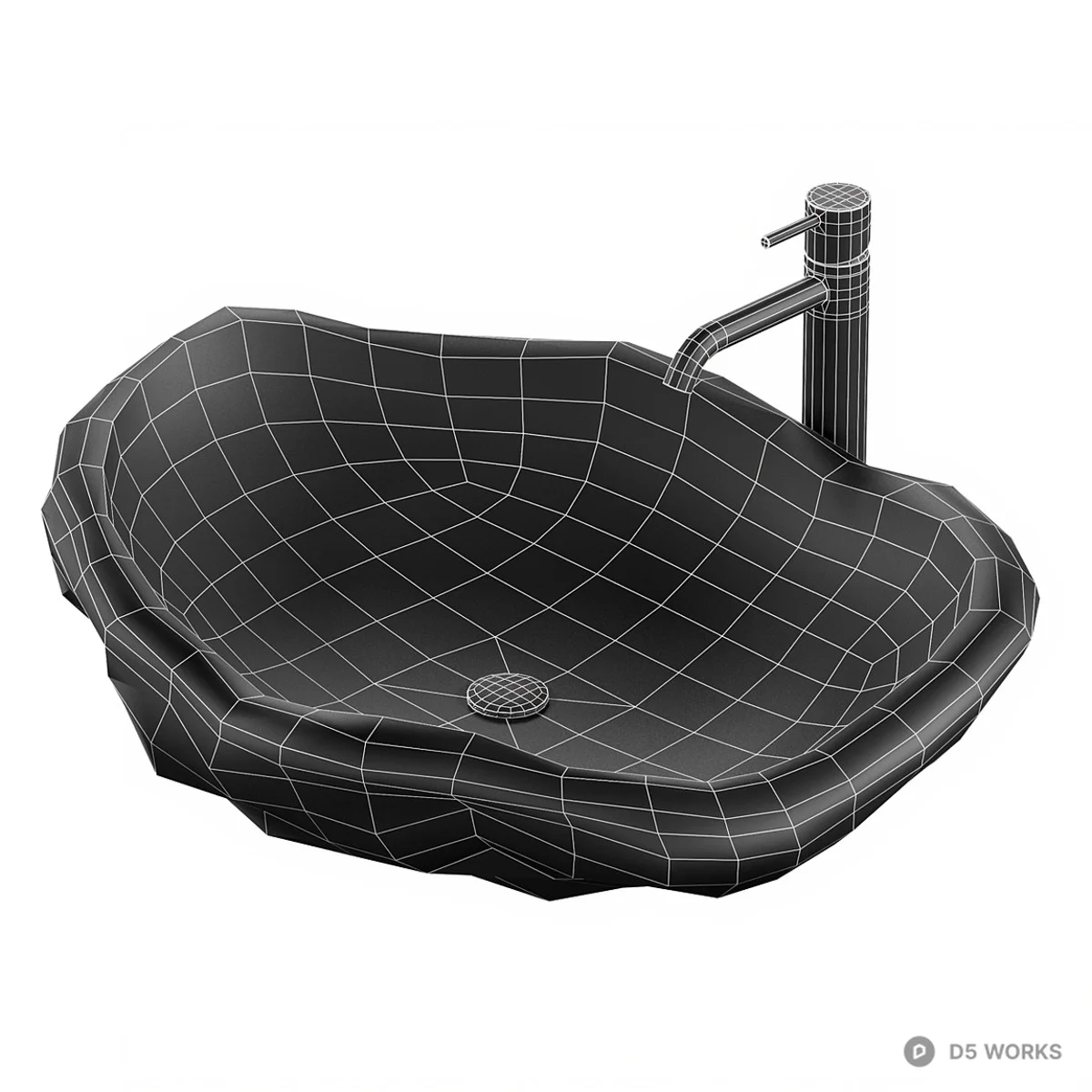 Marble Texture Vessel Sink 3d model thumbnail 4
