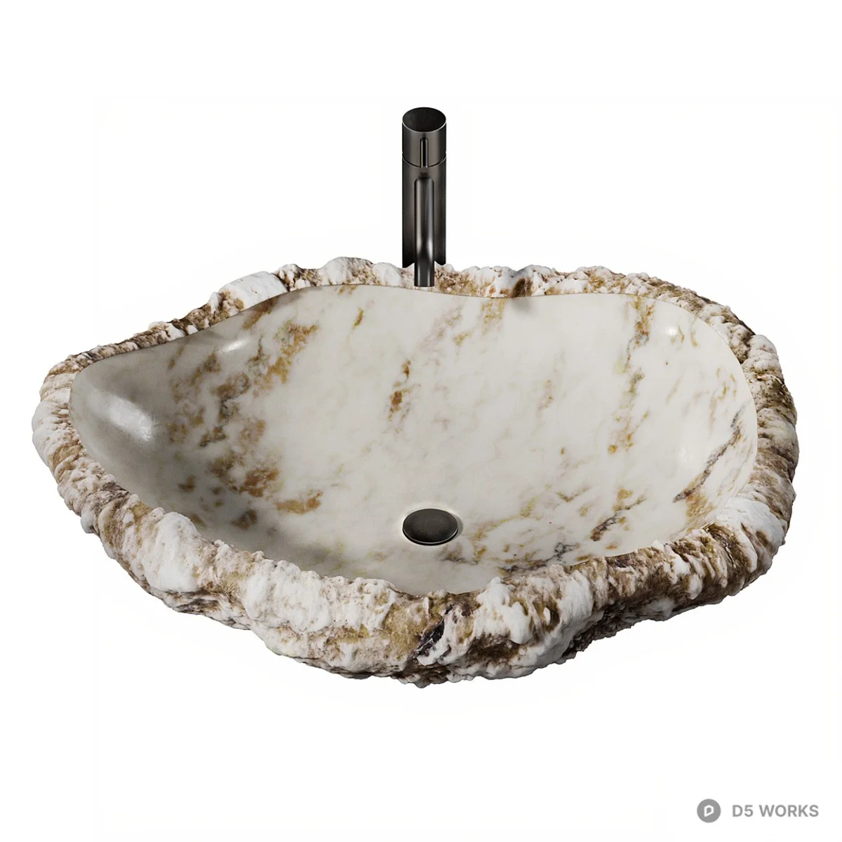 Marble Texture Vessel Sink 3d model thumbnail 2
