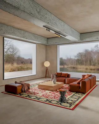 Modern Industrial Living Room with Large Windows 3d model