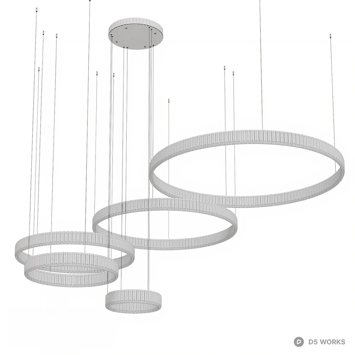 Modern Layered Ring Chandelier 3d model thumbnail 2