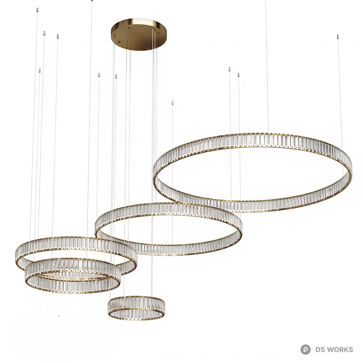 Modern Layered Ring Chandelier 3d model - Image 1