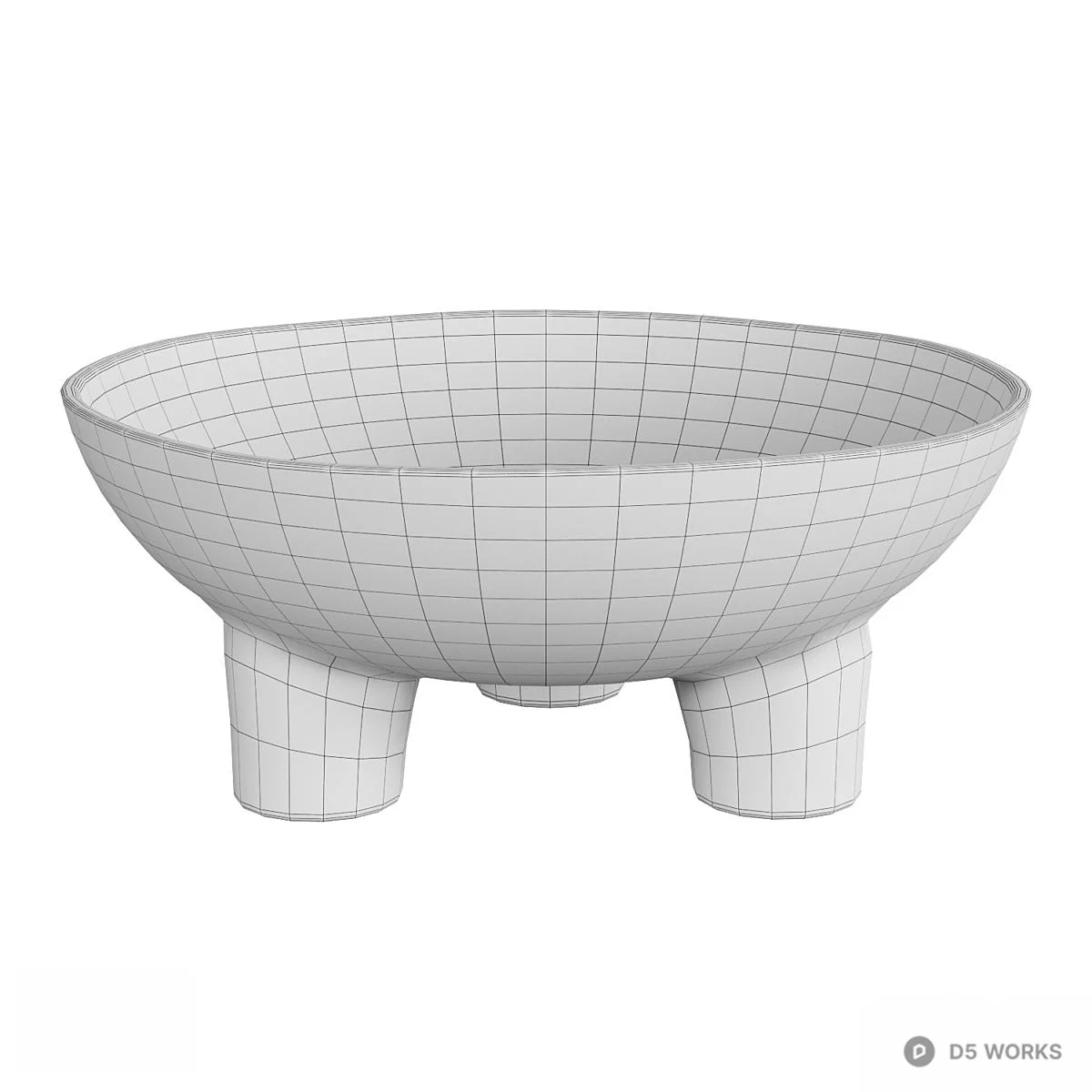 Minimalist Black Three Legged Bowl 3d model thumbnail 2