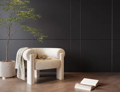Textured Upholstered Armchair 3d model