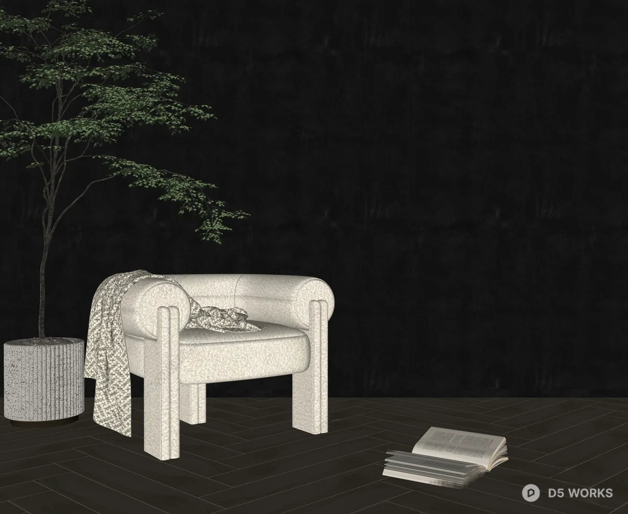 Textured Upholstered Armchair 3d model thumbnail 2