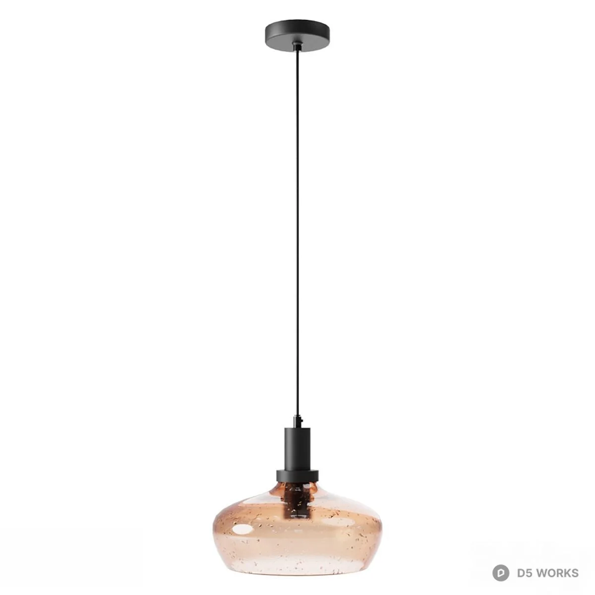 Amber Glass Pendant Lamp With Black Hardware 3d model thumbnail 2