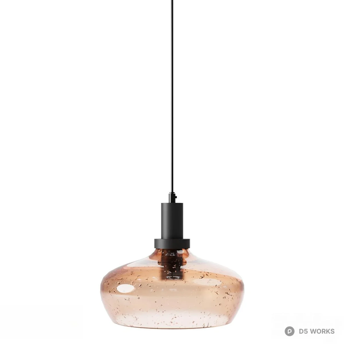 Amber Glass Pendant Lamp With Black Hardware 3d model - Image 1