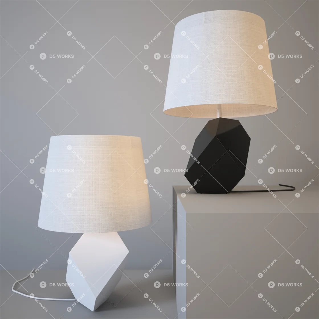 Geometric Base Table Lamp 3d model thumbnail 2