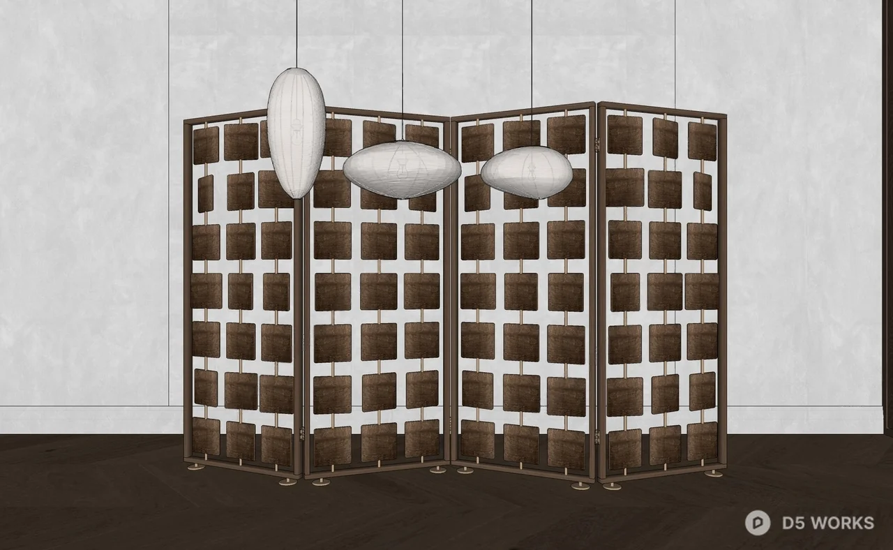 Mid Century Modern Screen 3d model thumbnail 2