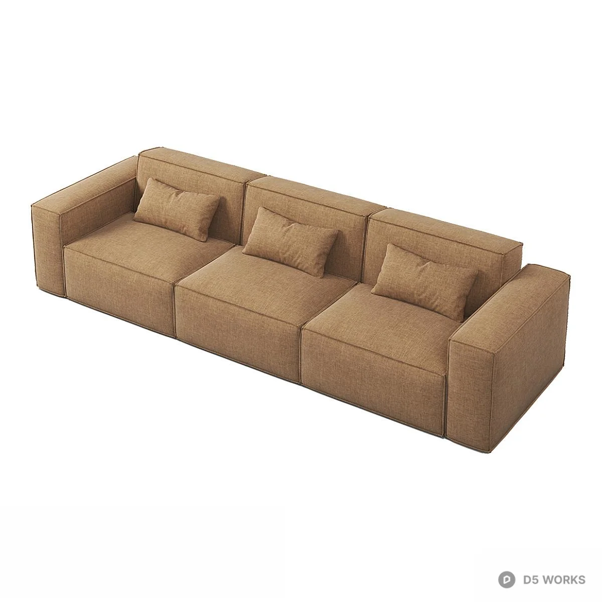 Modular Fabric Three-Seater Sofa 3d model thumbnail 4