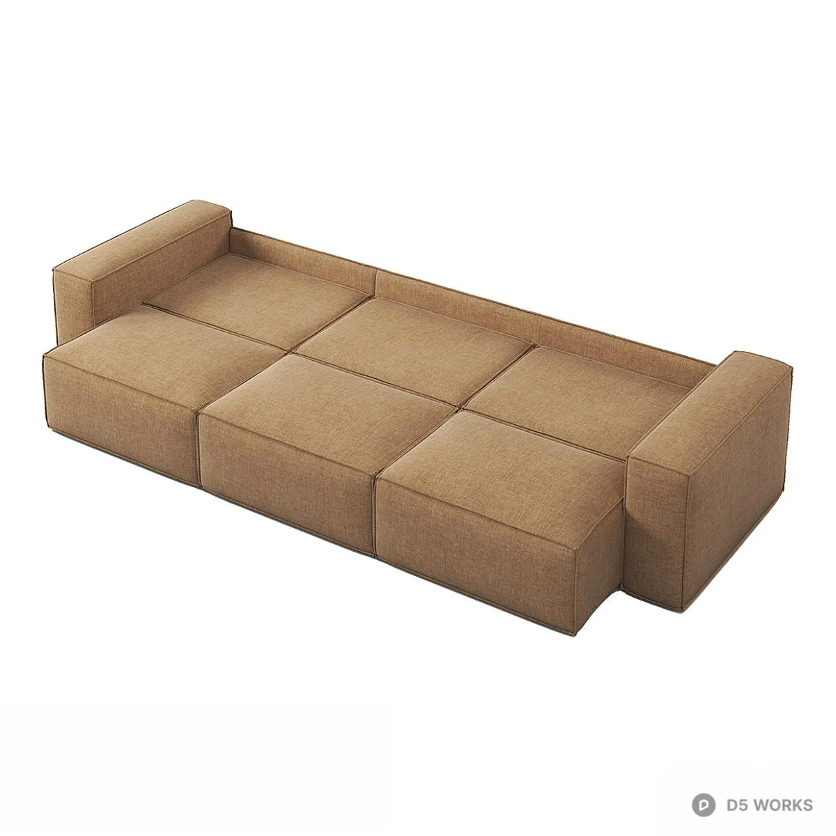 Modular Fabric Three-Seater Sofa 3d model thumbnail 2
