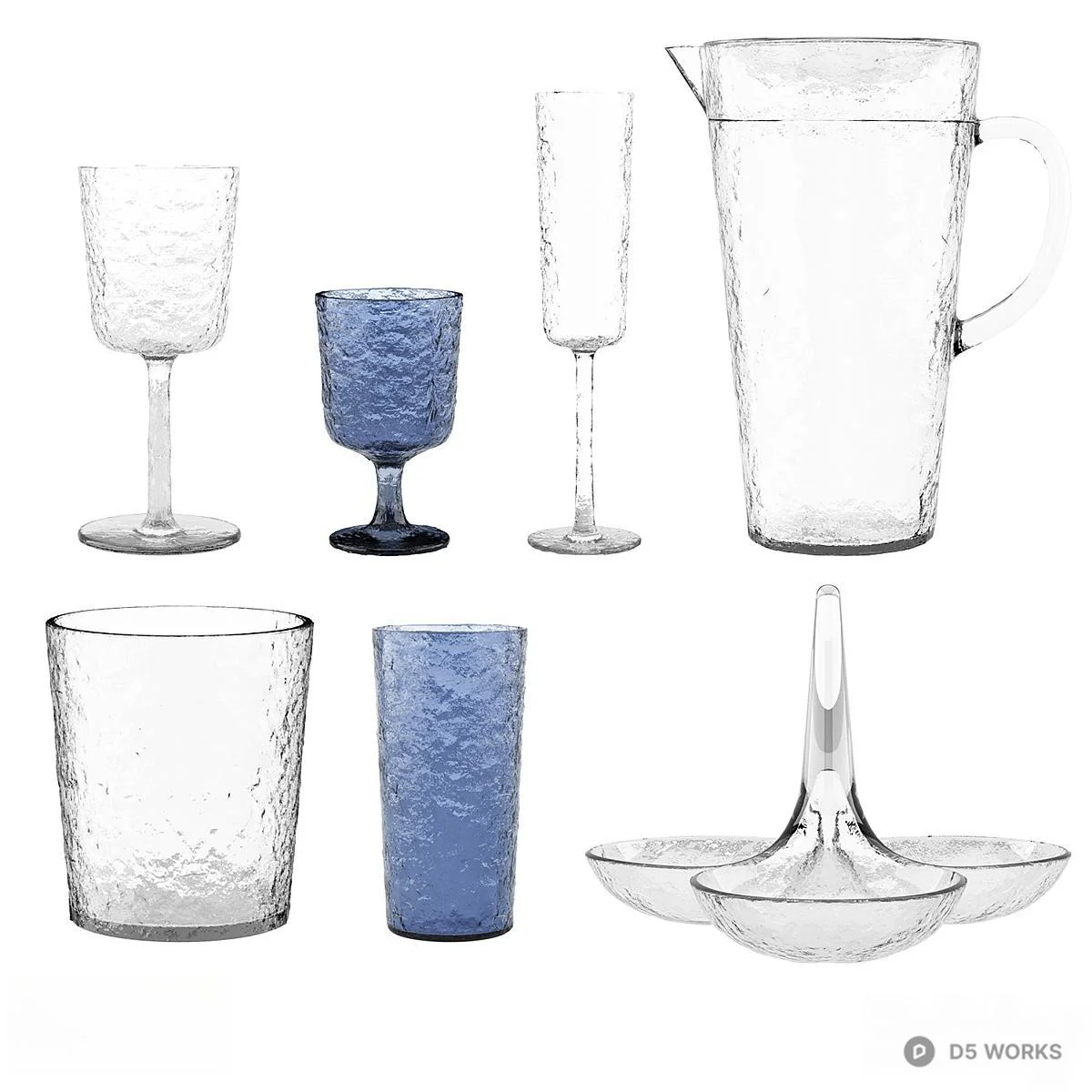 Textured Glass Drinkware Set 3d model - Image 1