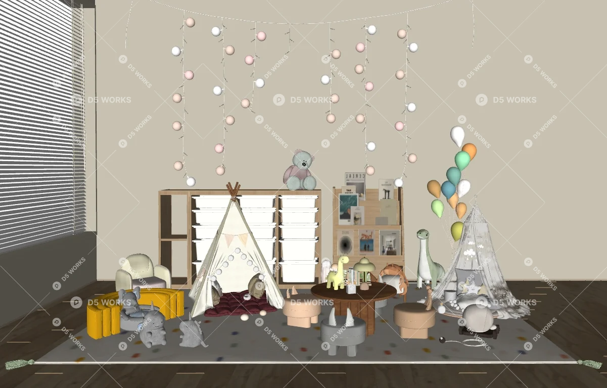 Modern Children's Playroom 3d model thumbnail 2