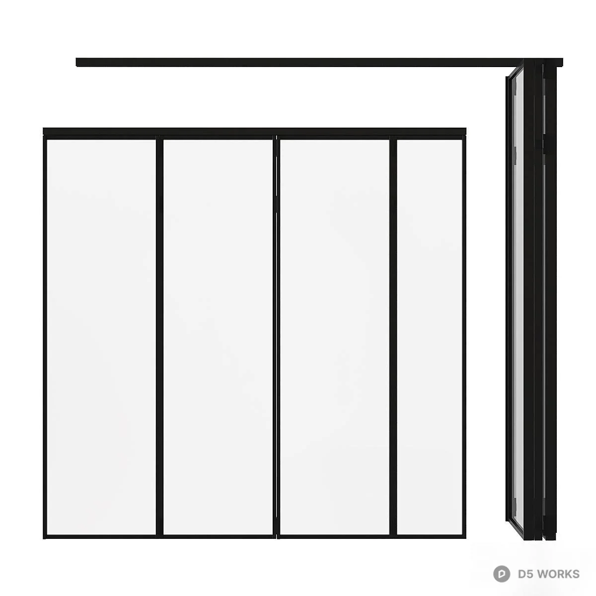 Black Frame Folding Door 3d model thumbnail 2